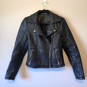Noisy May Faux Leather  Moto Black Jacket